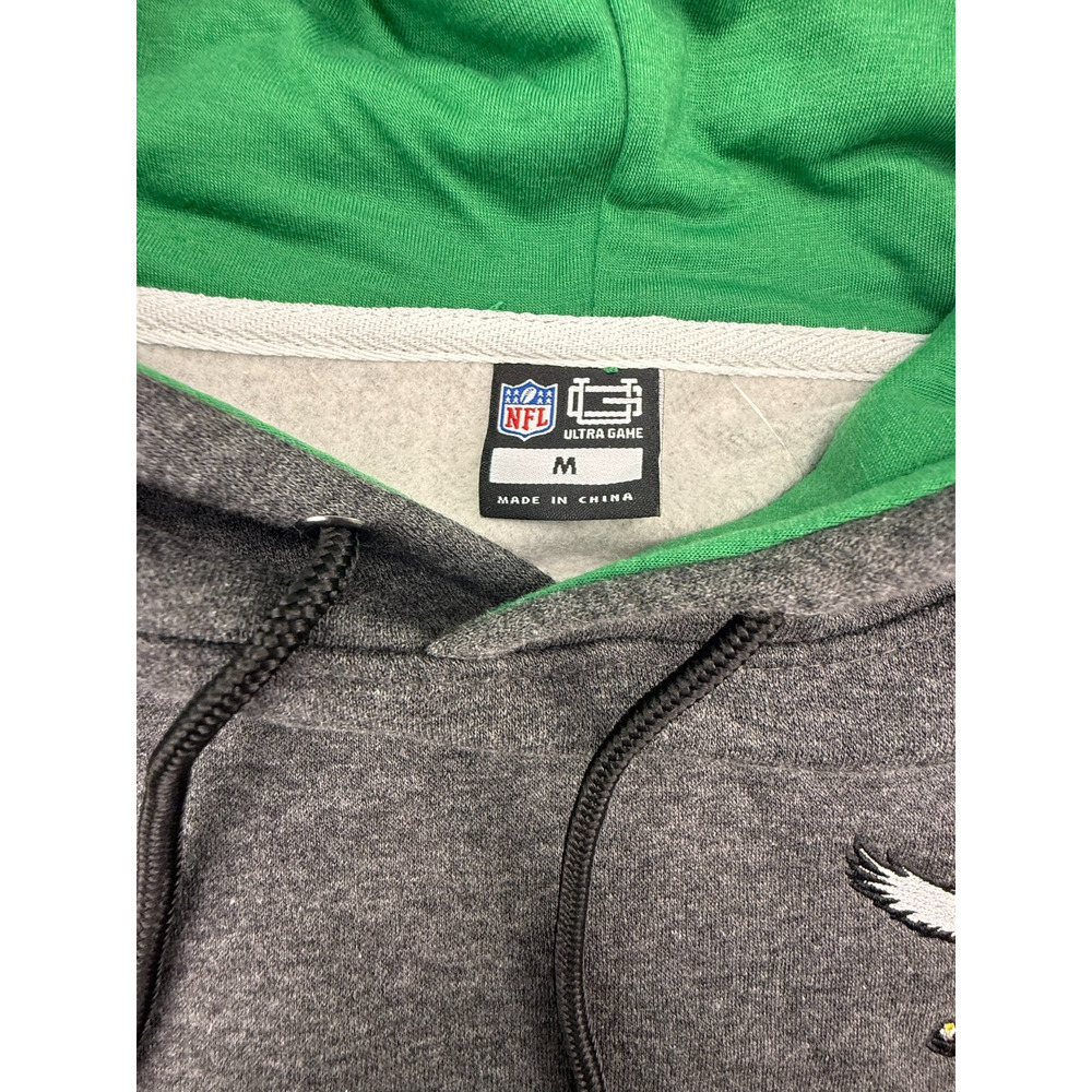 NWT Men's Ultra Game Philadelphia Eagles NFL Hoodie Sweatshirt Gray Green SZ M - Picture 4 of 12